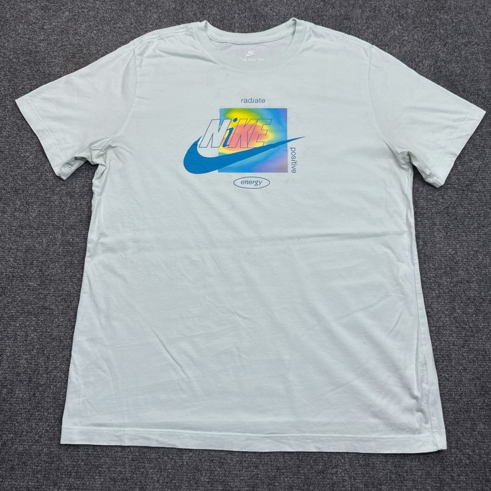 Nike Energy T Shirt Mens Size Large Blue Gray Center Swoosh Check Logo Tee